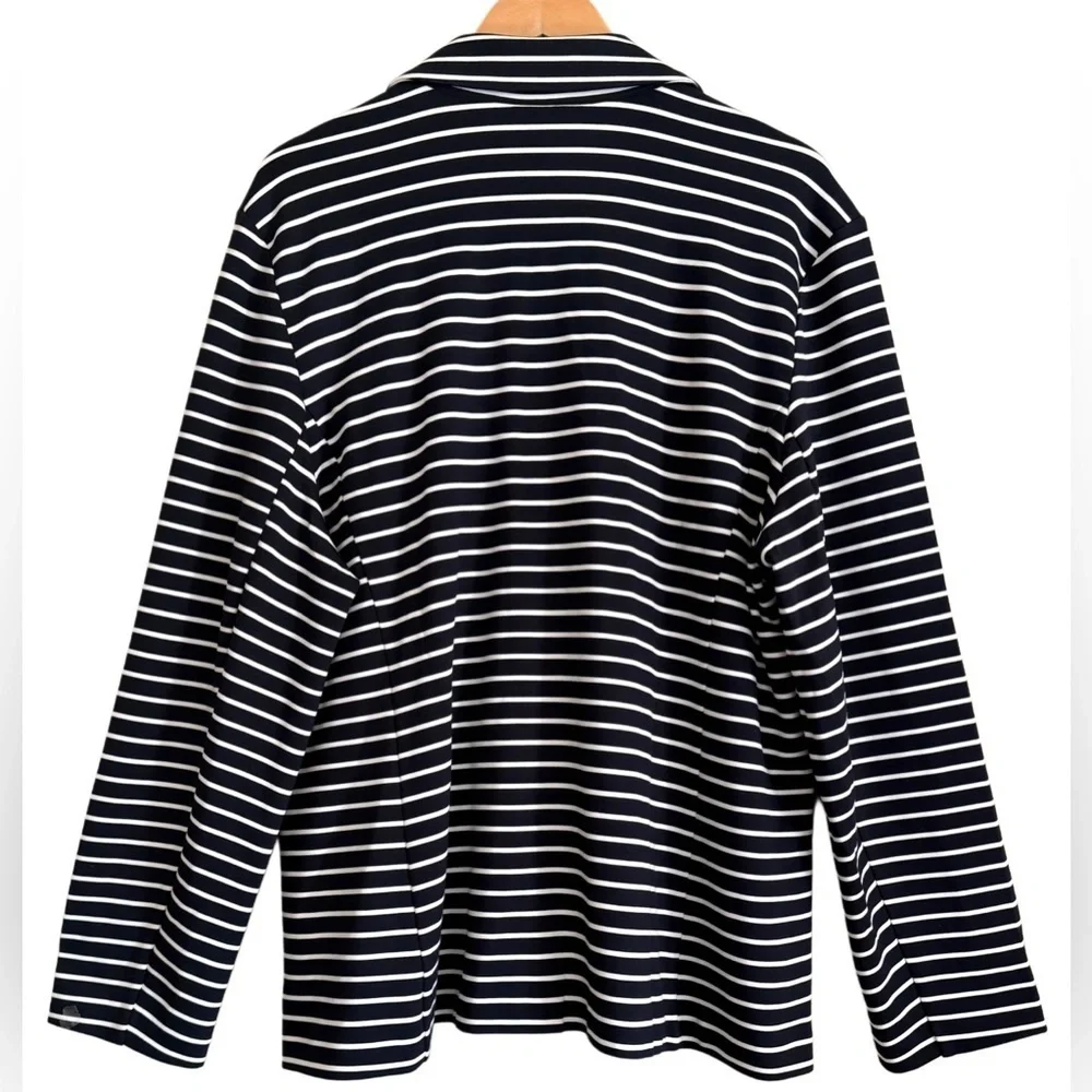 J. JILL Wearever Preppy Business Casual Stretchy Unstructured Striped Blazer 2X